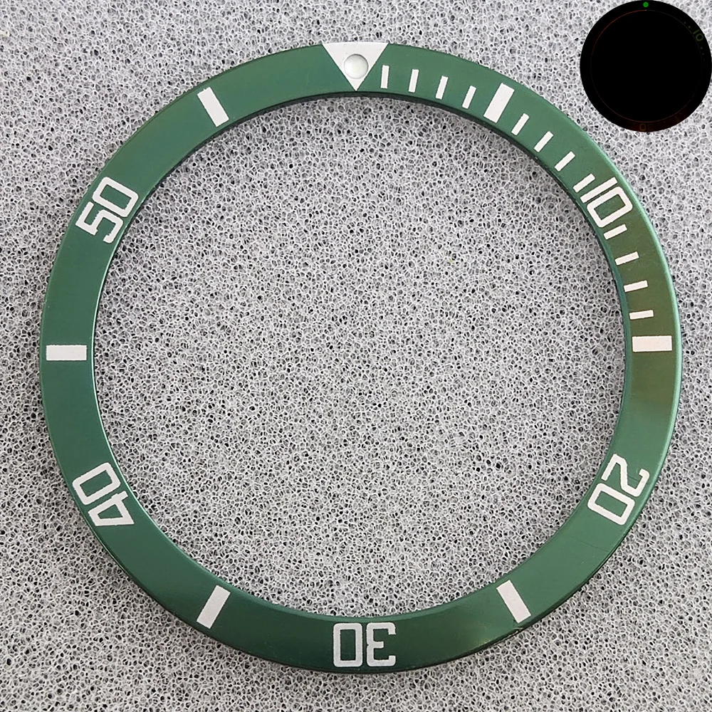 Watch accessories aluminum bezel green luminous dot size 39mm * 32mm flat bezel