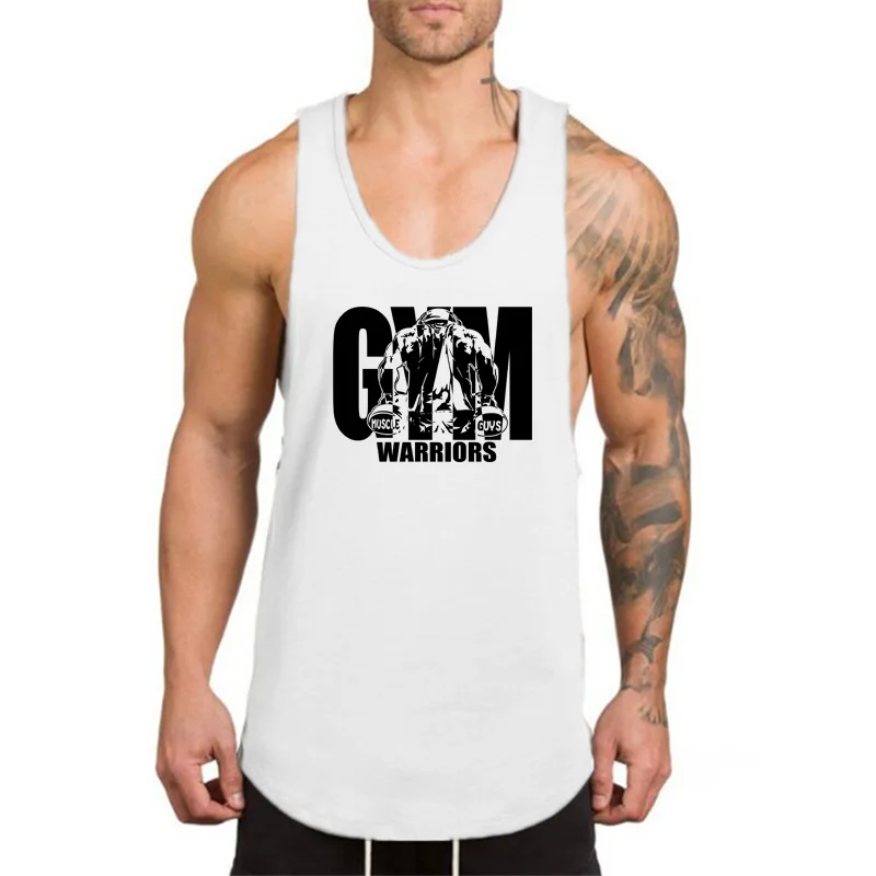 Summer Cotton Gym Clothing Bodybuilding Tank Top Men Fitness Singlets Sleeveless T Shirt Solid Running Vests Sports Undershirt