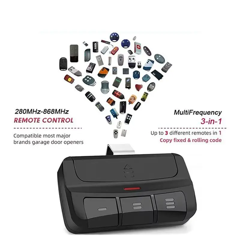 【ELEVATE LIFE】3X 280Mhz-868Mhz Remote Control Garage Door Opener Multi Frequency Code Garage Remote Control Duplicator Transmitt