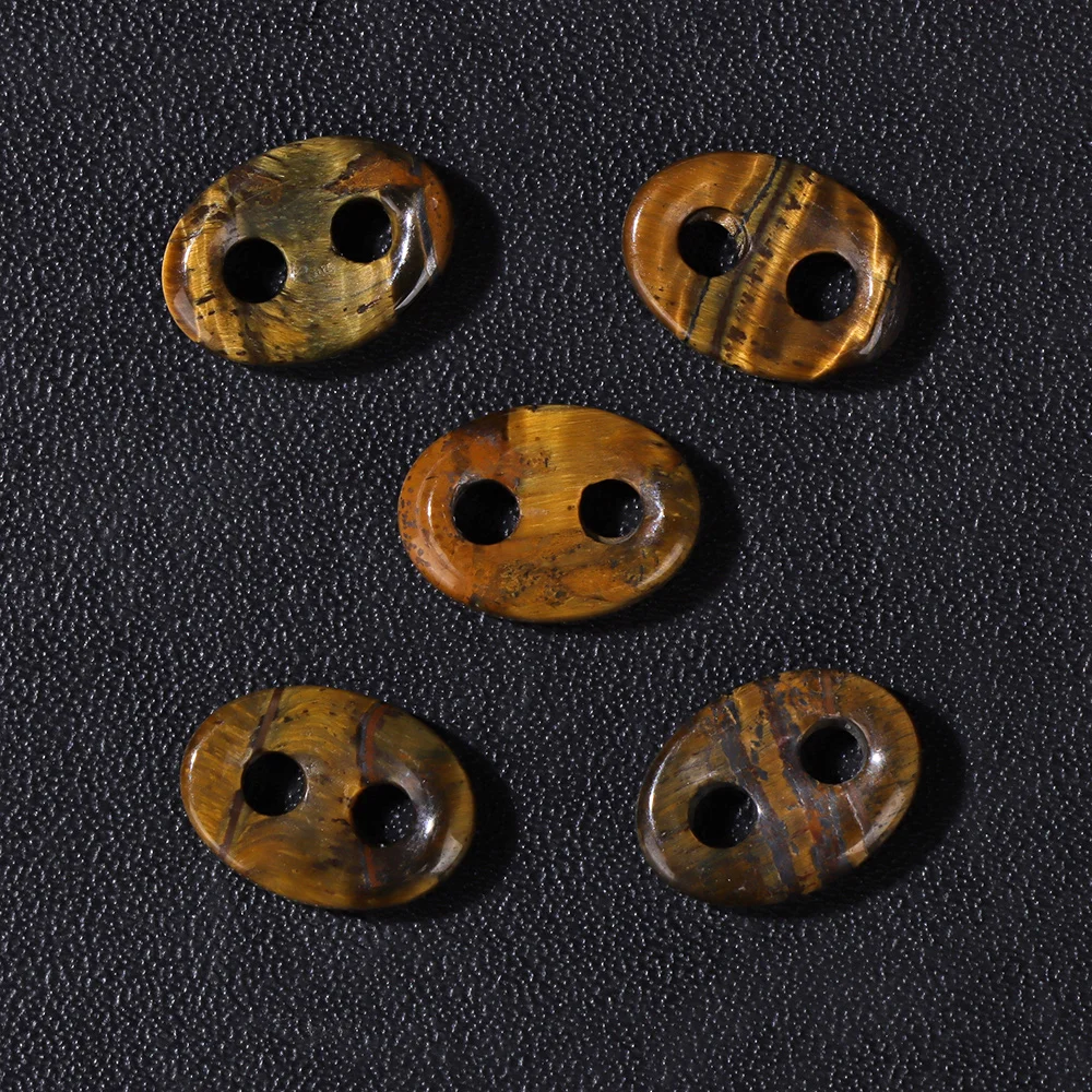 Double Hole Natural Tiger Eye Labradorite Quartz Button Beads for DIY Jewelry Making