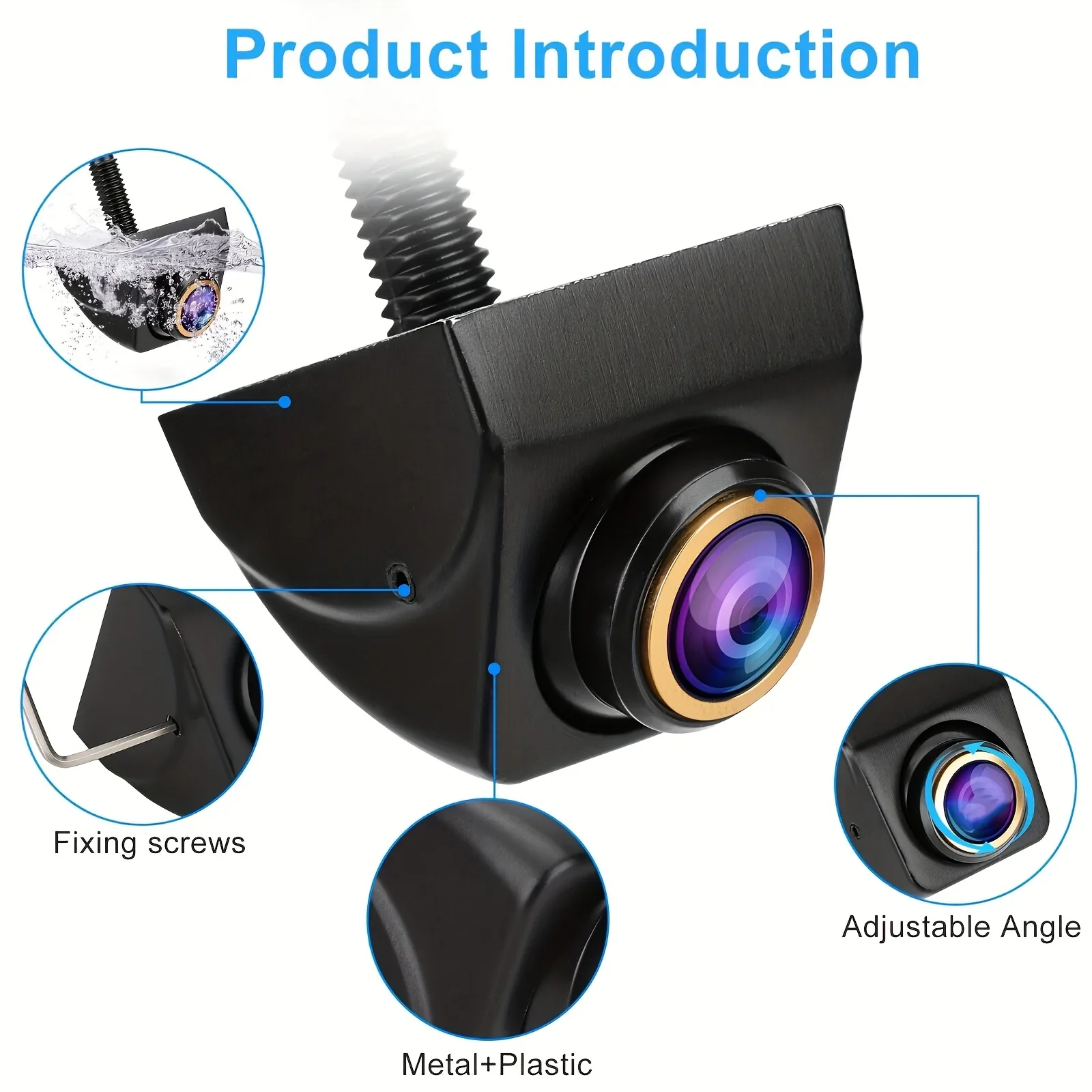 Car Rear Camera AHD Front/Back Up Camera, Clear HD Golden Fish-Eye Lens with AHD/CVBS-Mirror Image-Line Guide Switch