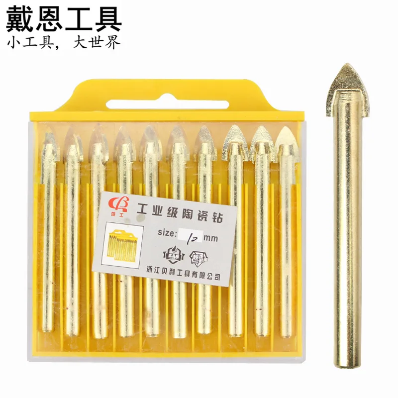 1PC Multi functional ceramic alloy triangular ceramic tile drilling hole, glass ceramic electric drill set for holes 3-12MM