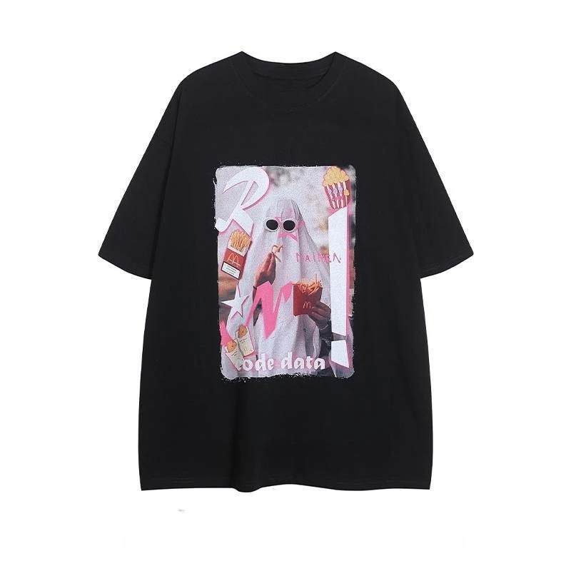 

Feel Lonely American Trendy Brand High Street Hip Hop Yabi Style Vibe Men and Women Loose Short-sleeved T-shirt Casual Top