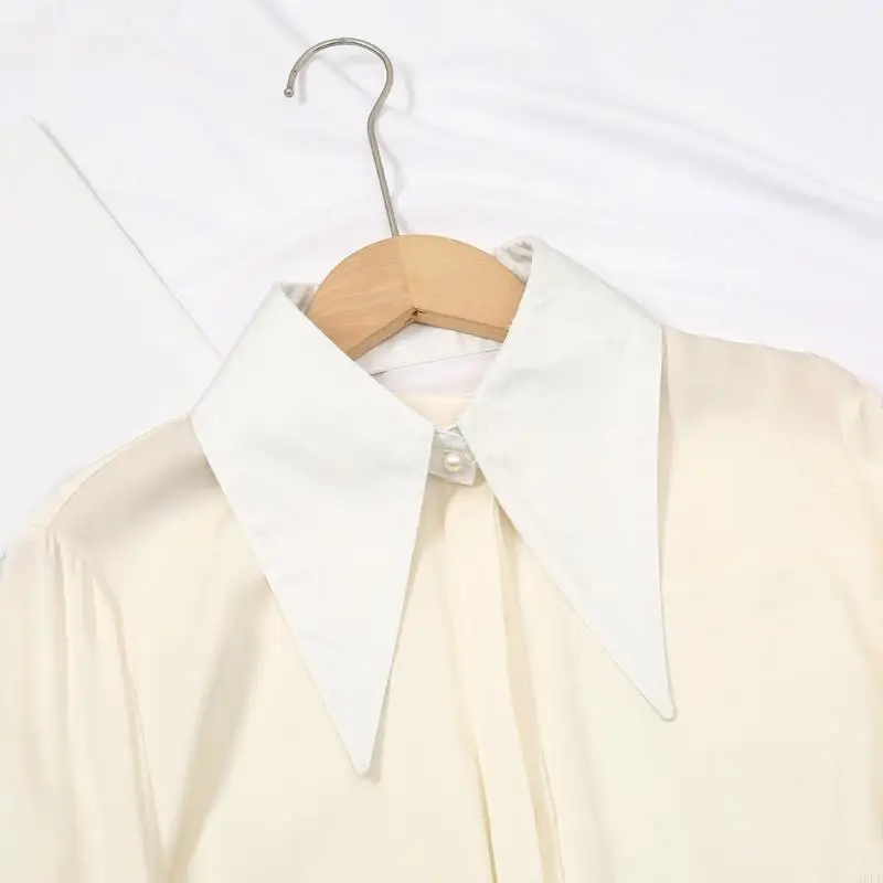 50LE Decorative Insert Lapel Collar Decorative Spread False Collar Solid Color Blouse