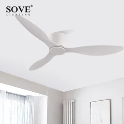 SOVE-ventilador de techo moderno sin luces, Motor CC, suelo bajo, Loft, Control remoto, ventilador decorativo Simple, sin luz, suelo bajo