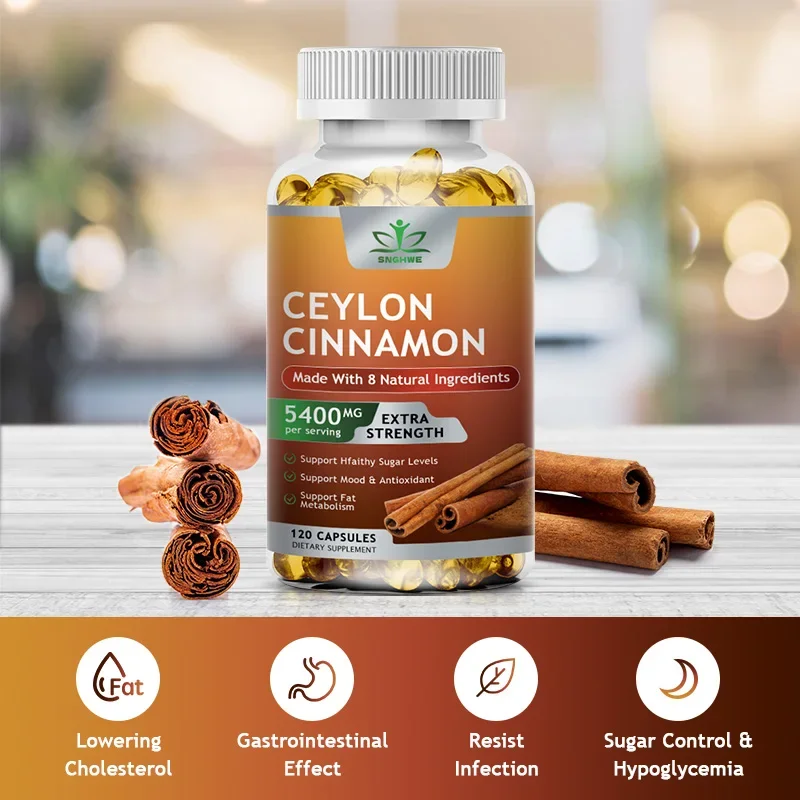 Natural Ceylon Cinnamon Capsules Nutritional Supplement - Joints, Bones, Anti-Inflammatory Support, Antioxidants Vegan