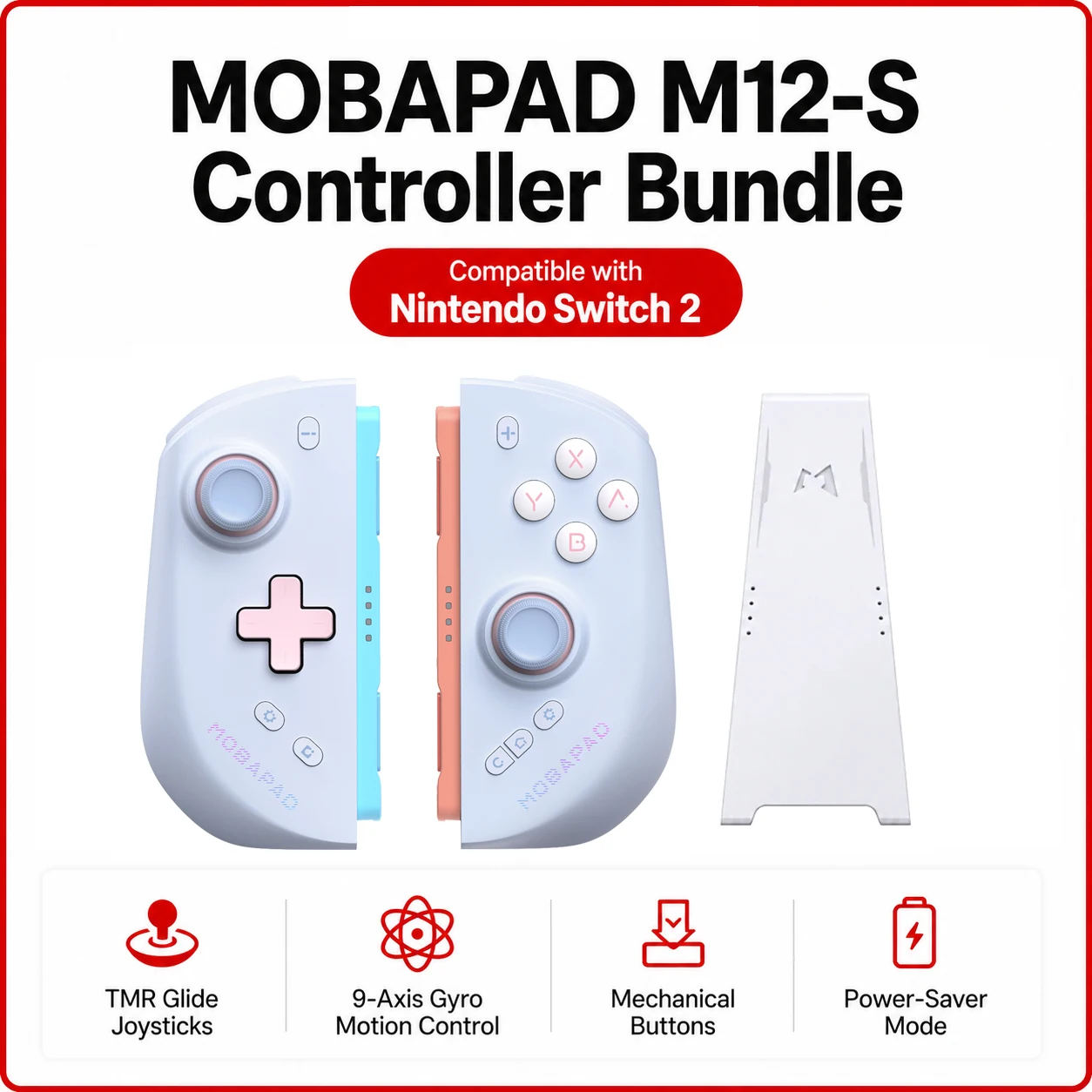 MOBAPAD M12 S/HD Gaming Controller voor Nintendo Switch 2 met TMR-sticks, mechanische knoppen Joypad voor Switch2-console