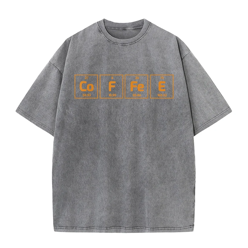 Coffee Science Element T-Shirt Periodic Table Of Y2k Original Mens T-Shirts Fitted Unisex Tee Casual Humor Shirt Summer Top