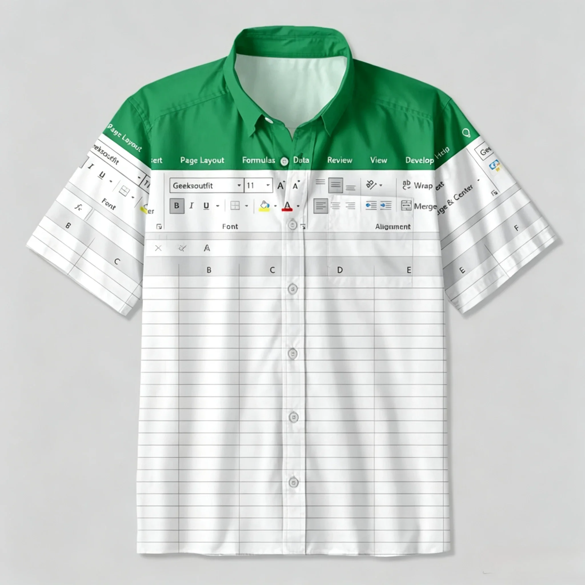 3D Print Graphic Funny Excel Spreadsheet Hawaiian Shirt Leisure Vacation Style Loose Button Shirts Creative Work MEN SHIRT