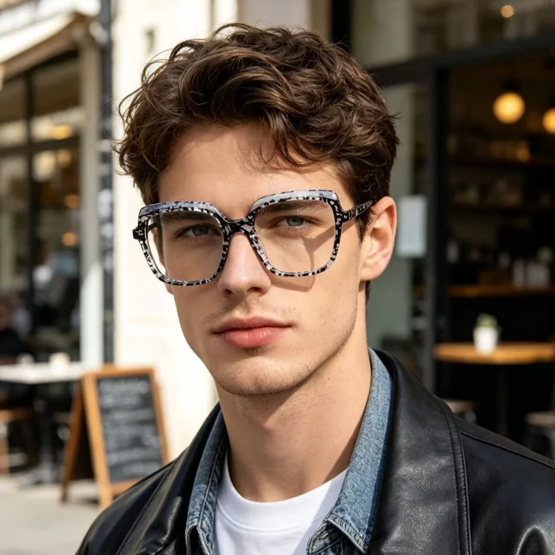 Unisex Simple Eyeglasses for Man Fashion Acetate Square Glasses Frame For Men Women Glasses