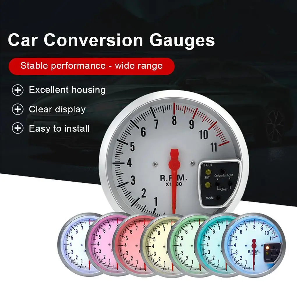 

5 Inch 12V Universal Car Truck Tachometer Motorcycle Scooter Adjustable Rotation Speed Meter Automobile Modification