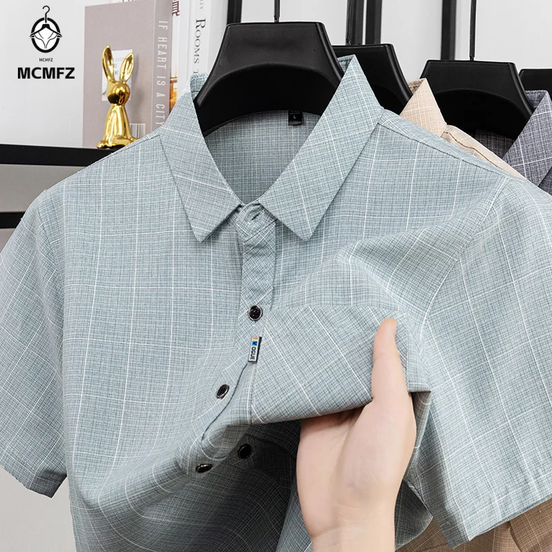 Herren-Freizeithemd mit Karomuster, kurzärmelig, Button-Down-Oberteil mit Brusttasche für Frühling und Sommer