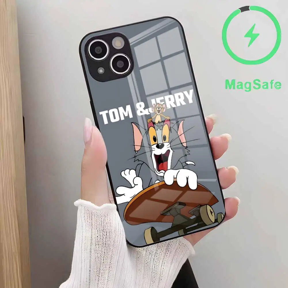 Cartoon J-Jerrys T-Toms Phone Case For Iphone 17 Air 16 15 14 Plus 13 12 Mini 11 Pro Max Glass Magnetic Case view 2