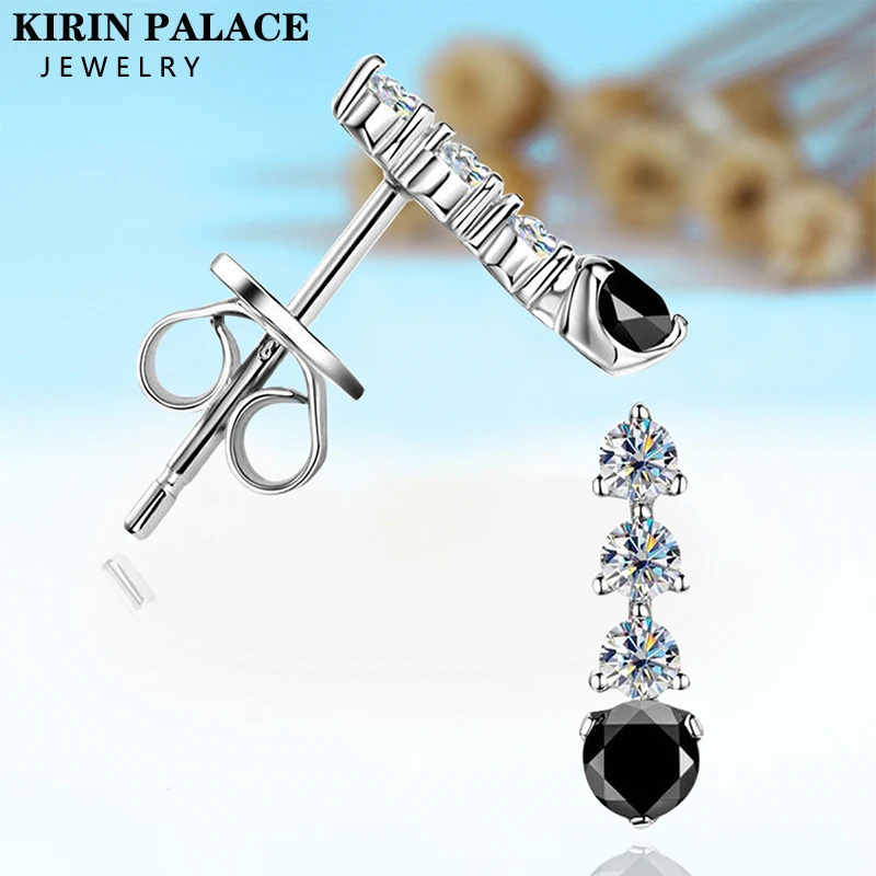

Black & White Round Moissanite Stud Earrings for Women Girls 3mm&2mm D Color Moissanite Diamond Dangling Earrings Birthday