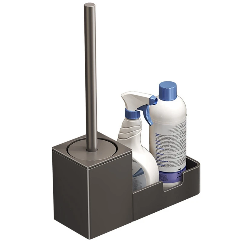 BMBY-Punch-Free Toilet Brush Holder, With Shelf, Household Toilet Brush Without Dead Corners, Bathroom