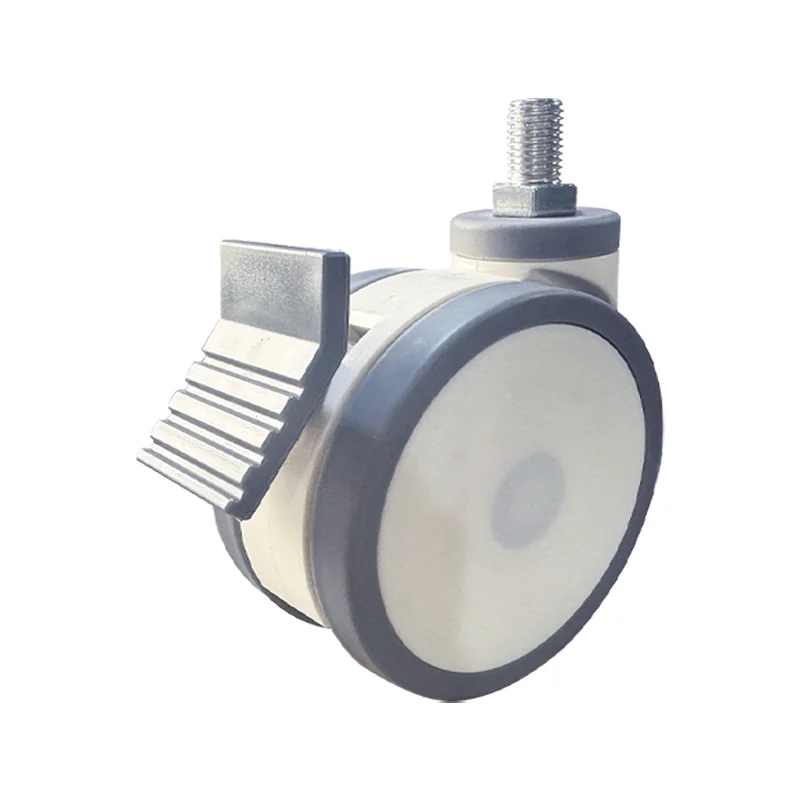 Medical mobile equipment casters 5 inches double PA PP material 125mm PU TPR soft black gray rotating to order