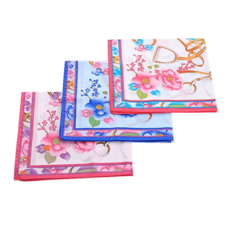 

3Pcs 45x45cm 100% Cotton Vintage Flower Printed Ladies Handkerchiefs Bandannas For Head Women Wedding Party Gift