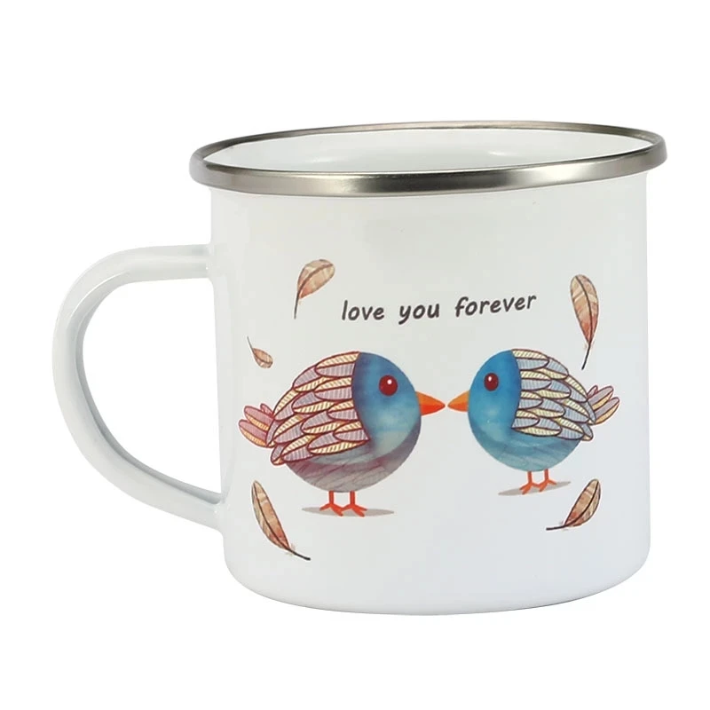 Customized Enamel Metal Mug 350ML Colorful Print Your Photo LOGO Coffee Mugs, Tea Cups, Mothers' Day, Fathers' Day Wedding Gift