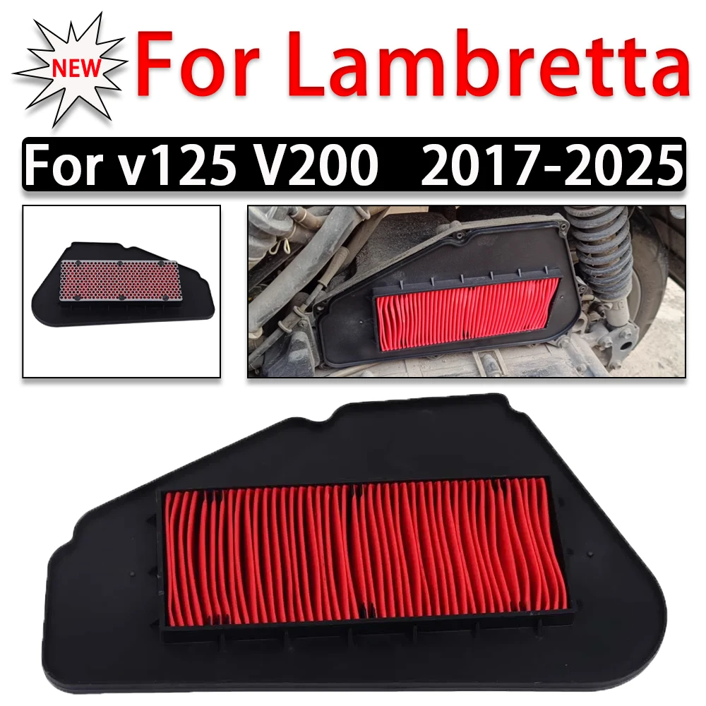 Motorcycle Accessories Air Filter For Lambretta v125 V200 2017 - 2024 2025 Intake Cleaner Air Element Cleaner Engine Protector