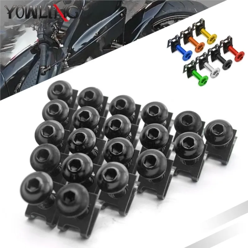 

20 PC Motorcycle Accessories M6 Fairing Bolts Spire Speed Fastener Clips Screw For Britten Brough Agusta Victory Aprilia