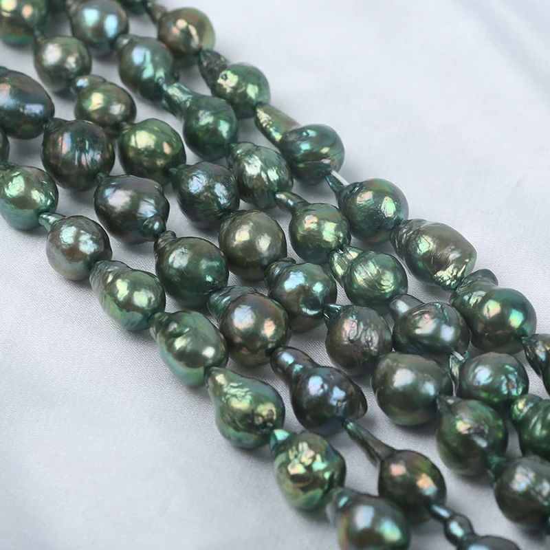 

Wholesale 10-13mm Pistachio Green Baroque Loose Pearls Freshwater Pearl Strand for Custom Jewelry Making