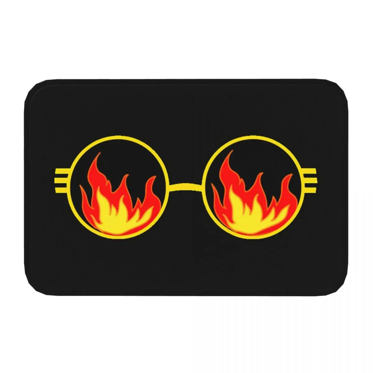 Non-slip Doormat Black Glasses On Fire Bath Bedroom Mat Welcome Carpet Home Modern Decor