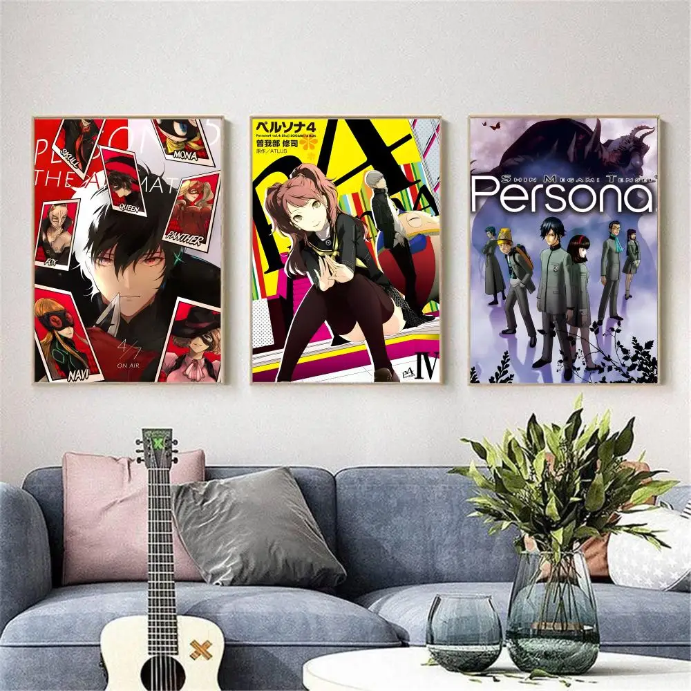 P-Persona 3 4 5 الملكي أنيما لعبة المشارك ملصق مقاوم للماء HD جدار الفن ملصق مائي ذاتية اللصق ديكور جمالي للمعيشة المنزلية #3