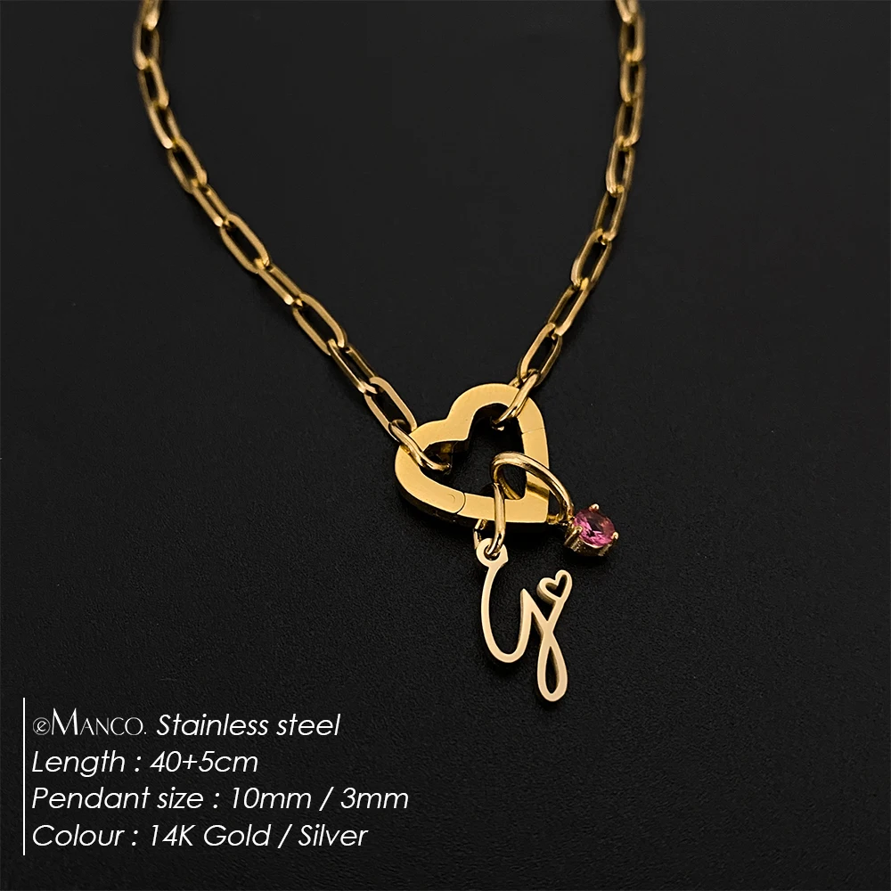 قلادات eManco للنساء من الفولاذ المقاوم للصدأ بسلسلة بإبزيم متقاطع وحرف أولي من الزركون هدية مجوهرات عصرية لعيد الحب #2