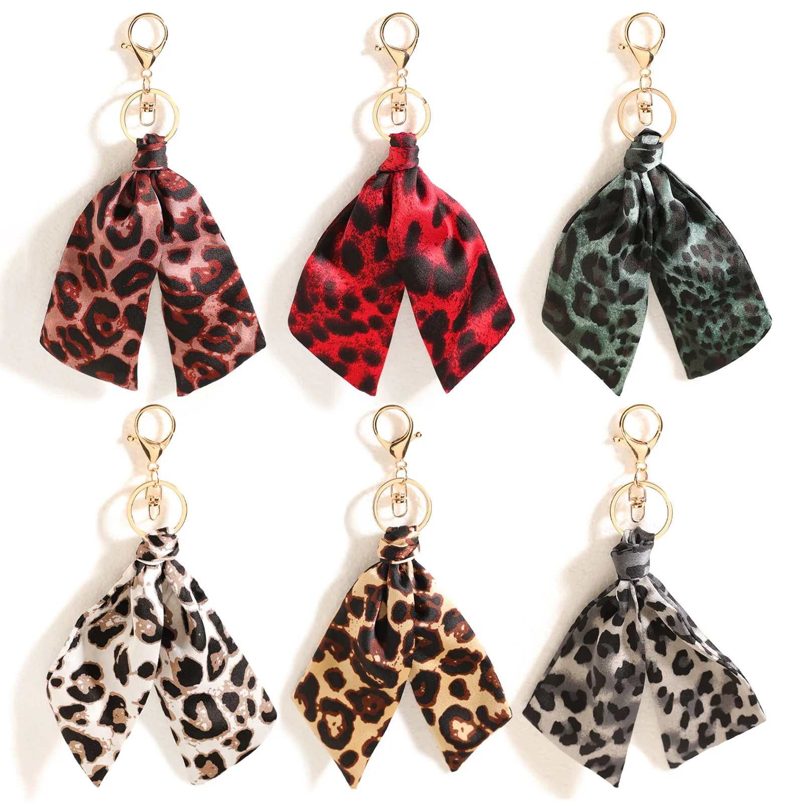 New Leopard Print Fabric Hanging Keychain Bag Accessories Clothing Accessories Car Hanging Creative Keychain Gift