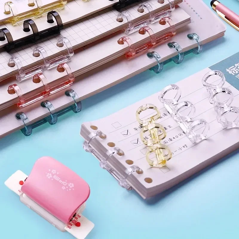 12-1Pcs Multifunctional Loose-leaf Binder Ring for Notebook Scrapbook Album DIY 3Hole Binding Clip Detachable Spiral Circle Ring