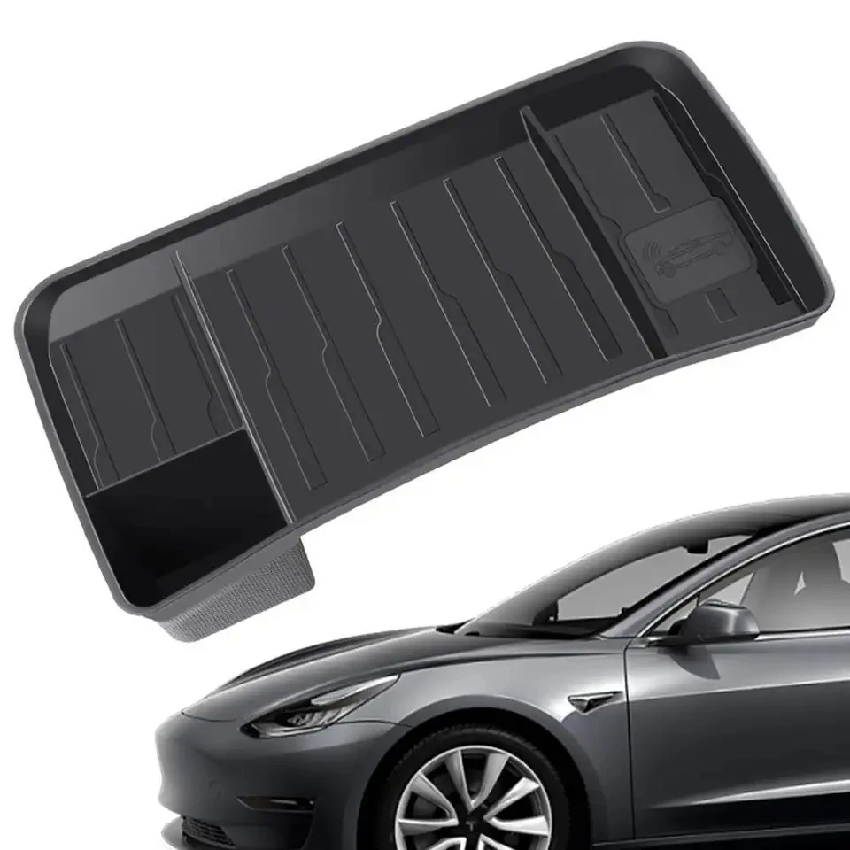 For Tesla Model 3 Y Screen Rear Storage Box Organizer Magnetic Storage Invisible ETC Sunglasses Tray Tissue Box Accessories