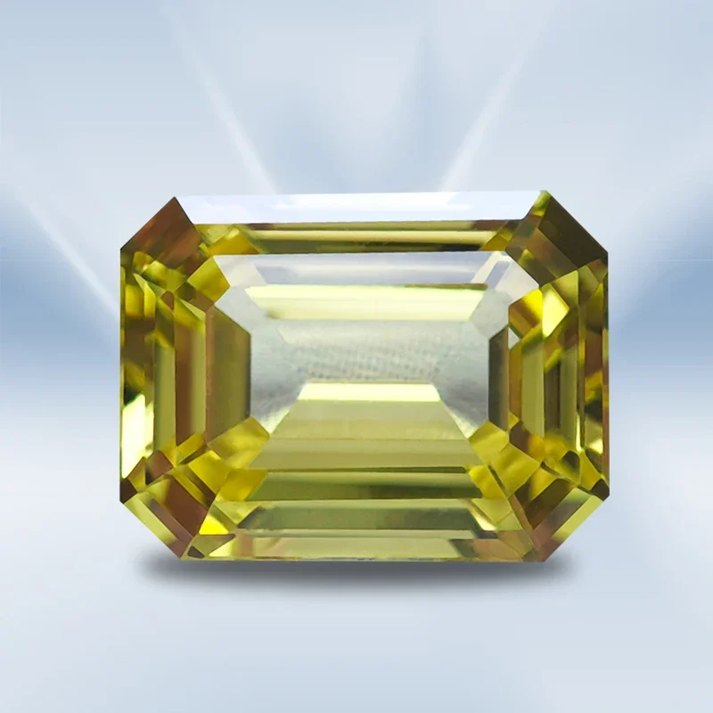 Lab Grown Sapphire Yellow Color Emerald Cut VVS1 Charms DIY For Jewelry Making Necklace Ring Material Selectable AGL Certificate