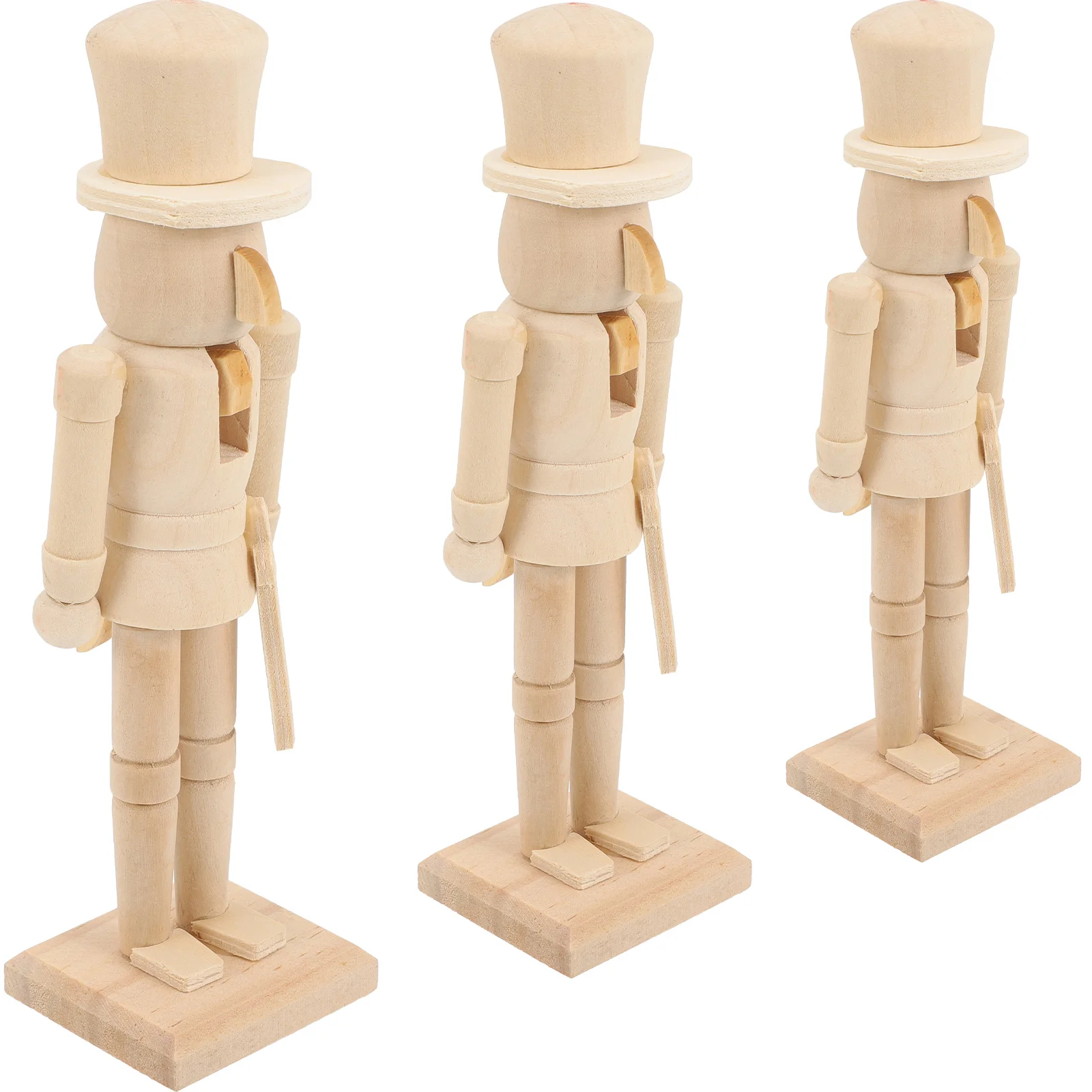 3 Pcs Nutcracker Decors Crackers Unfinished Walnut Soldier Christmas Gift Home Xmas Accessories