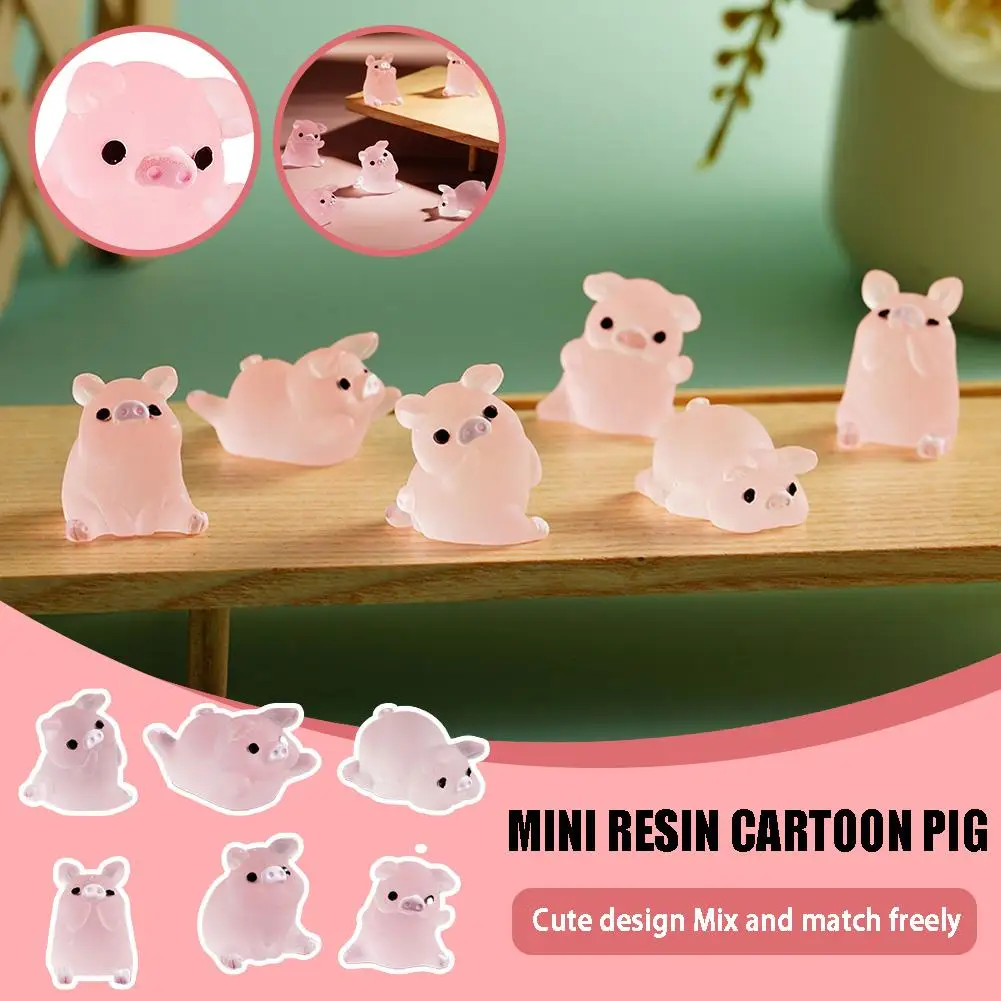 Random Style Piggy Figure Ornament Mini Resin Cartoon DIY Mini Pig Decoration Artifact Model Handmade Home Scrapbook W7J8