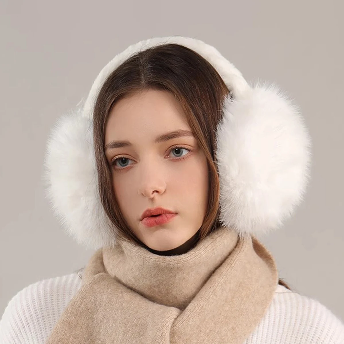 1pc Solid color Earmuffs Unisex Winter Foldable Earmuffs Plush Faux Fur Ear Muffs Warmers for Women and Men Ear Protection Cover