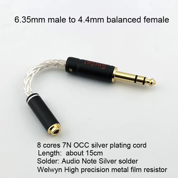 HIFI 7N OCC 수-4 핀 XLR 4.4mm 암 임피던스 어댑터 커넥터, 6.5mm, 20Ohm, 30Ohm, 50Ohm, 75Ohm, 100Ohm, 150Ohm, 200Ohm, 300Ohm