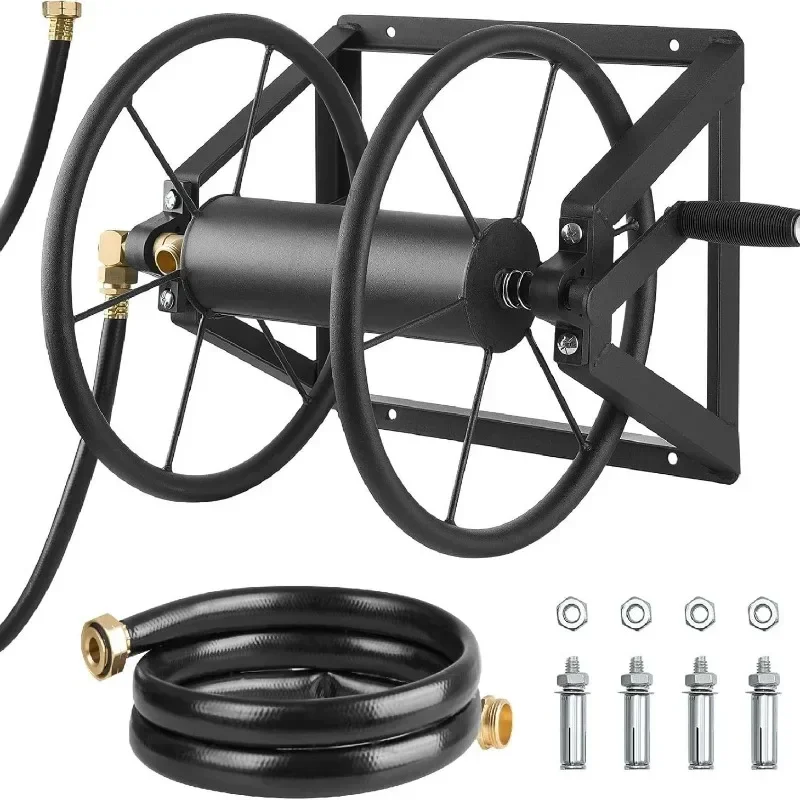 Outdoor Garden Hose Reel Wall Mount, Heavy Duty Water Rack Wrapper