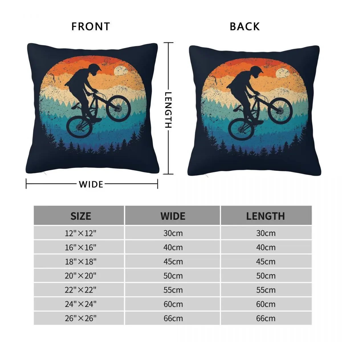 Mountain Biking MTB Retro Square Pillowcase Polyester Linen Velvet Printed Decorative Throw Pillow Case Home Cushion Case 18