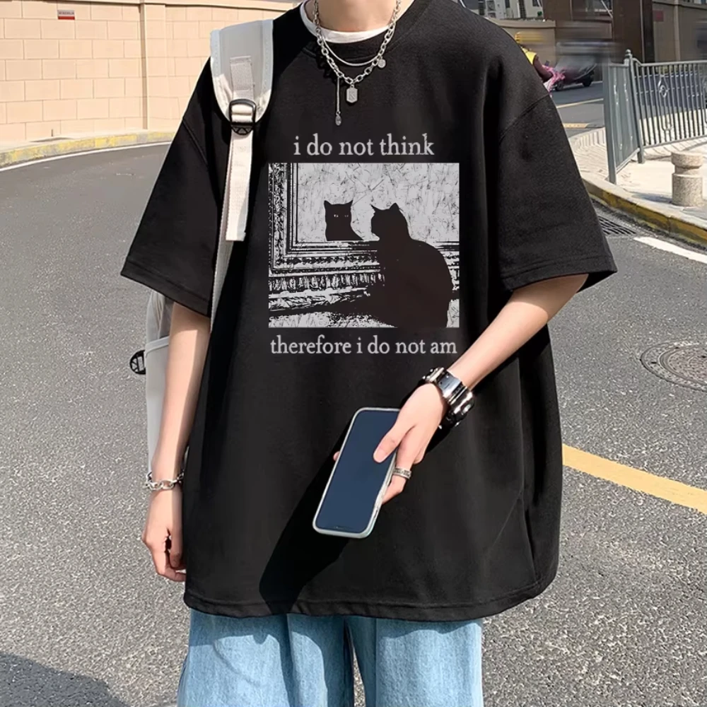 الرجال النساء لا أعتقد لذلك أنا لا رسالة القط مضحك ميمي تي شيرت للجنسين Harajuku موضة قصيرة الأكمام تي شيرت بلايز #1