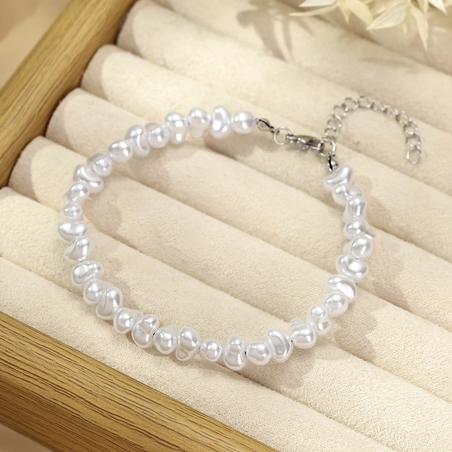 Noter Neues Fußkettchen mit künstlichen Perlen für Damen, Sommer, Strand, Freizeit, Urlaub, Knöchelschmuck, verstellbares Freundschafts-Fußarmband, vielseitig einsetzbar – Detail 2