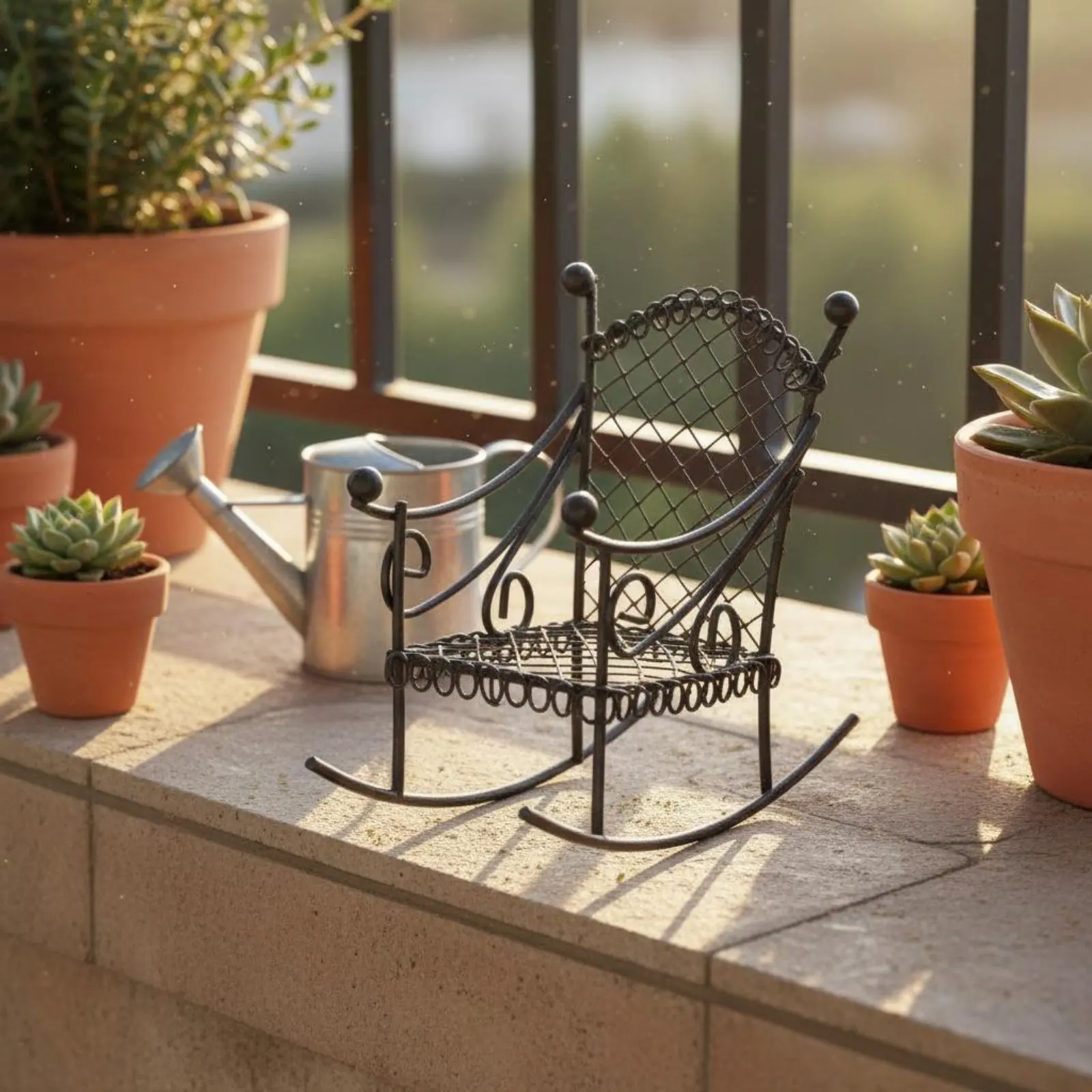 

Dollhouse Rocking Chair Sturdy Construction Tiny Rocking Chair Tiny Metal Swinging Seat Delicate Features House Decoration