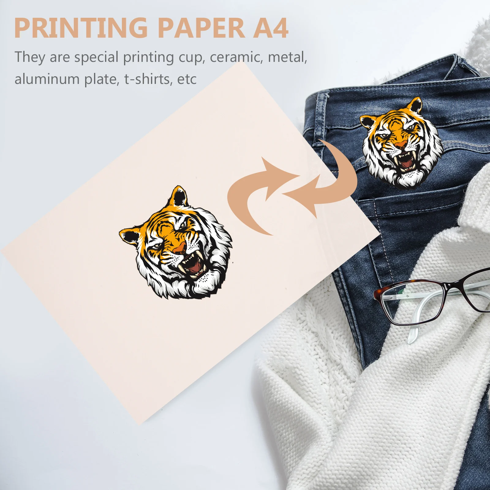 100Pcs Sublimation Transfer Paper A4 Size Heat Press Sheets for T Shirt Pattern Printing DIY Home Craft Projects on Ceramics