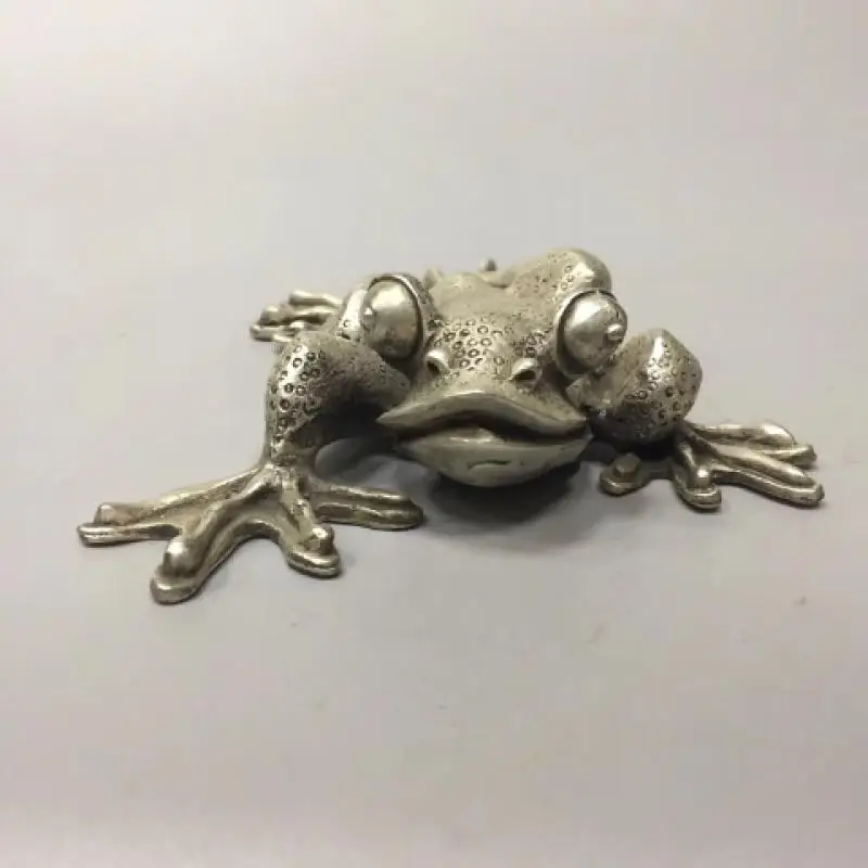 

Rare Old Decorated Handwork Tibet Silver Carving A Naughty Frog Elegant Statue