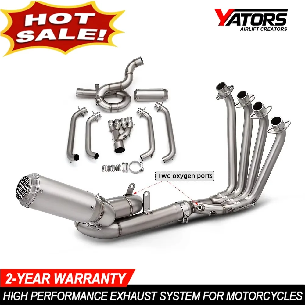 Motorcycle Full Exhaust System for CB650F CBR650 2014-2026 Exhaust Muffler Kit Front Mid Pipe with 2 Oxygen Sensors Moto Escape
