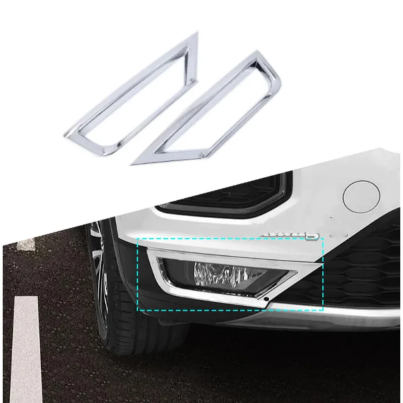 For Volkswagen VW T-ROC TROC  2018 2019 2020 2021 Car Cover Detector ABS Chrome Lamp Front Head Fog Light Trim Frame Lamp