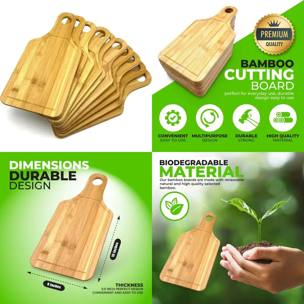 

"Set of 10 Bamboo Paddle Cutting Boards for Personalized Engraving - Wholesale Premium Bamboo"