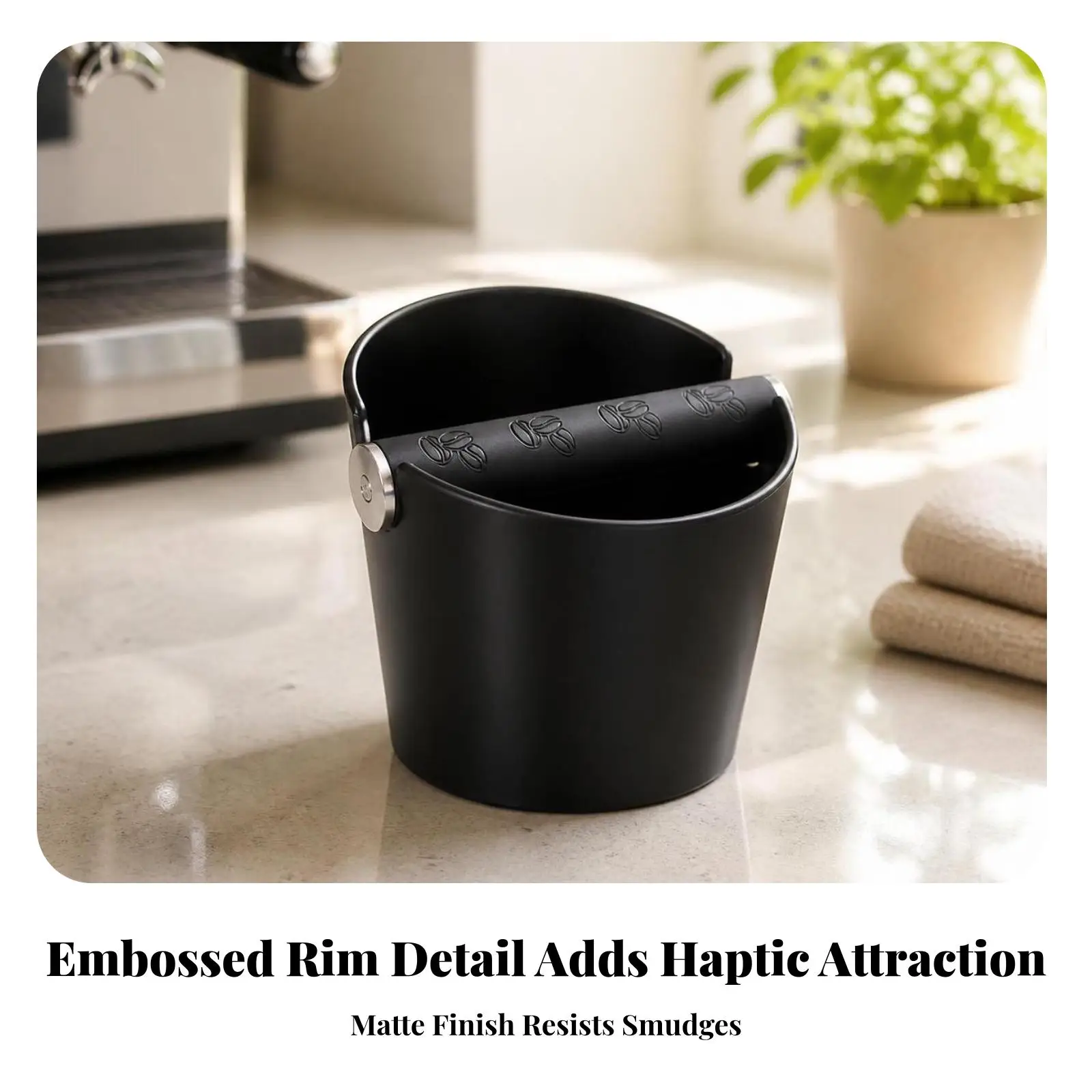 Large Coffee Grounds Disposal Bucket with Silicone Knock Bar for Espresso Puck Station Kitchen Workspace Tool