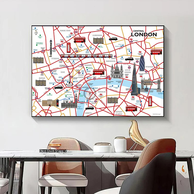 Modern Art London Block Building Traffic Map Canvas Painting and Printmaking Home Decoration in the Living Room Picture