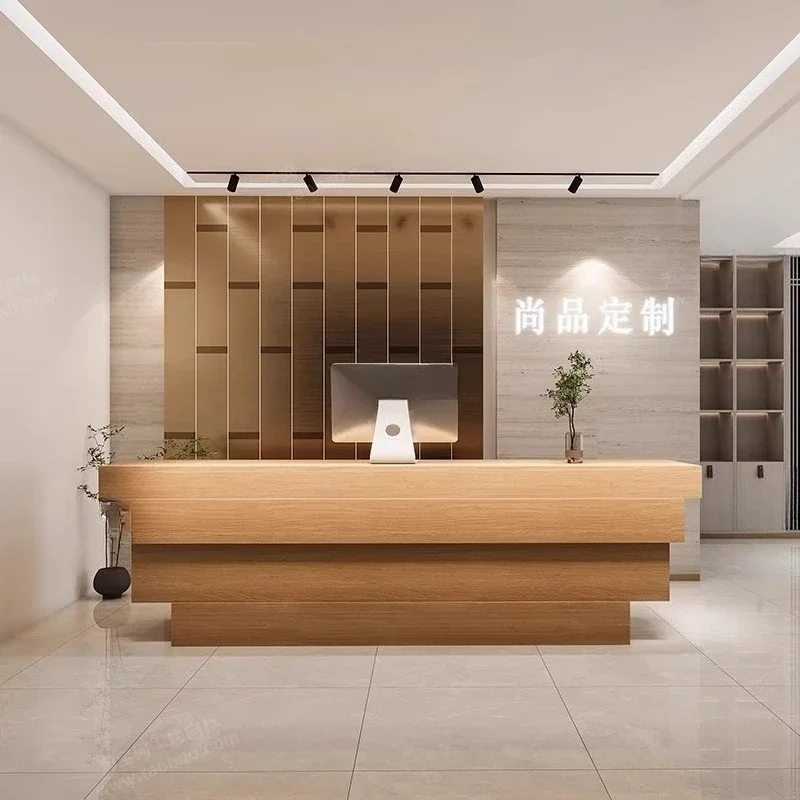 

modern Cash Register Reception Desks Wooden Front Desk Checkout Counter Reception Desk Simple Design Office Furniture Casse LLRD