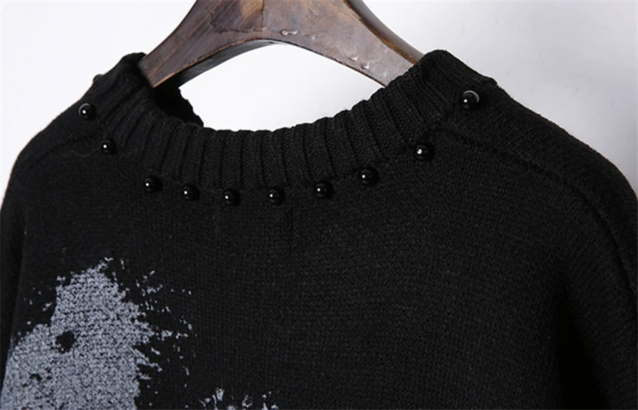 Mens Knitted Sweater Streetwear Hip Hop Punk Tie Dye Pullover Men Oversized Harajuku Vintage Loose Casual Sweaters Male